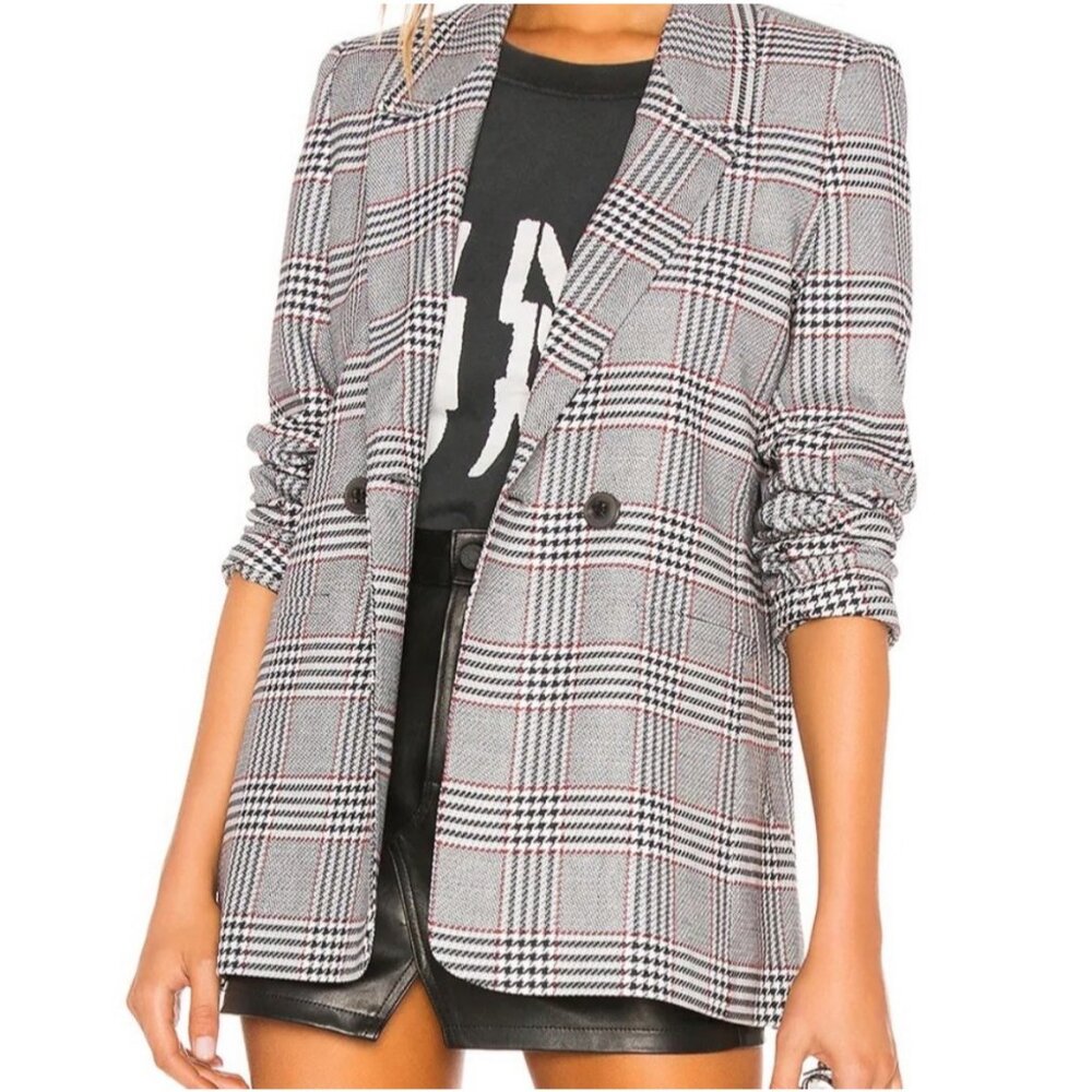 Anine Bing Madeleine Plaid Blazer Jacket Medium